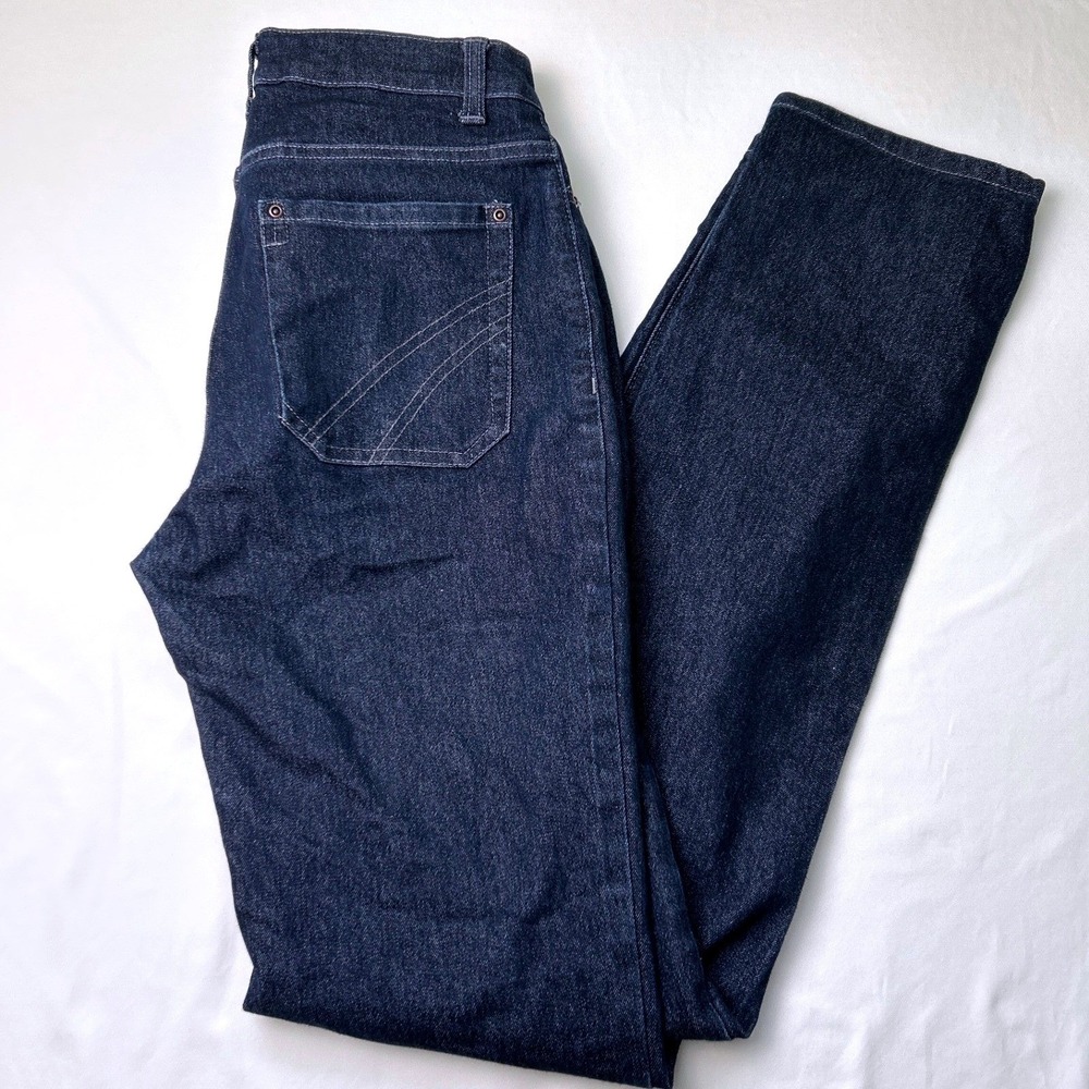 Apparel Collection Womens Mid Rise Straight Leg Dark Wash Jeans Size 6 Classic